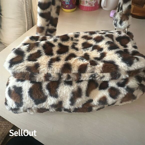 Gilda Paris Leopard Print Faux Fur Y2K Shoulder Bag - Picture 11 of 15